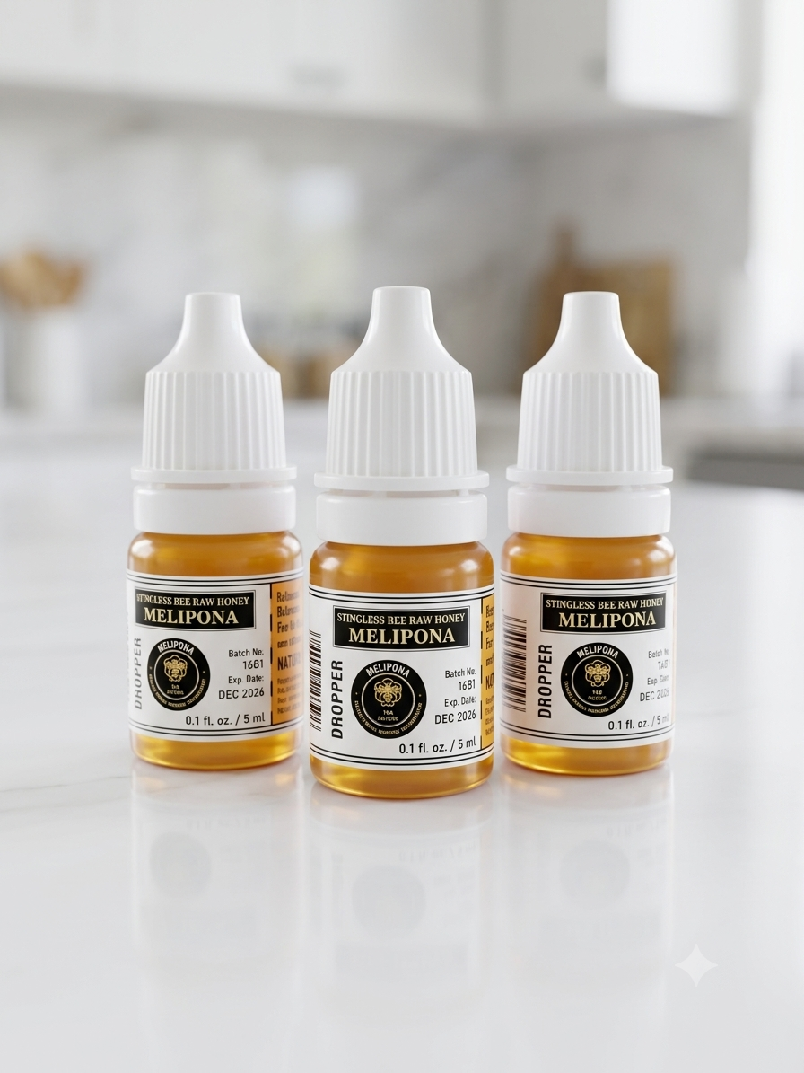 Melipona Bee Raw Honey ® Dropper (0.16 fl. oz. / 5 ml) – 100% Pure & Undiluted