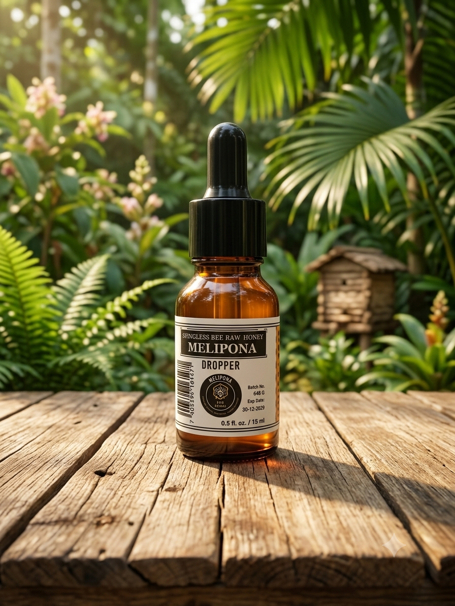 Melipona Bee Raw Honey ® Dropper (0.5 fl. oz. / 15 ml) – 100% Pure