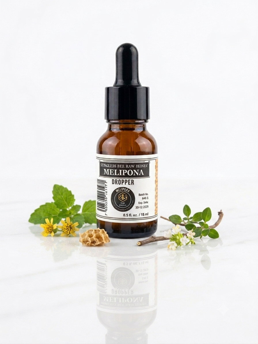 Melipona Bee Raw Honey ® Dropper (0.5 fl. oz. / 15 ml) – 100% Pure